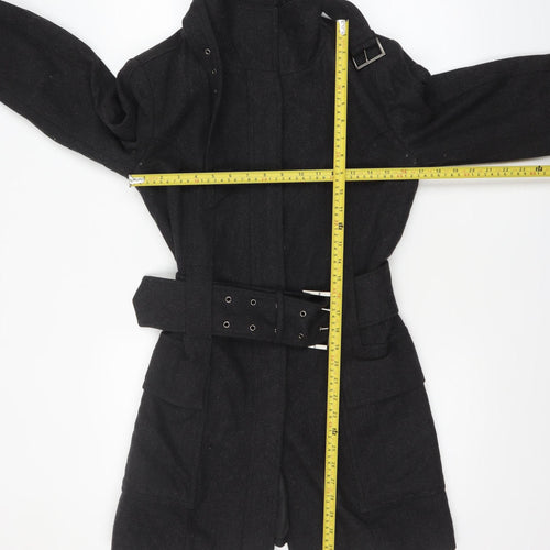 Zara Basic Women's Black Wool Trench Coat Belted Mid-Length S