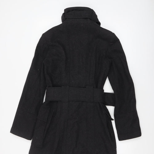 Zara Basic Women's Black Wool Trench Coat Belted Mid-Length S