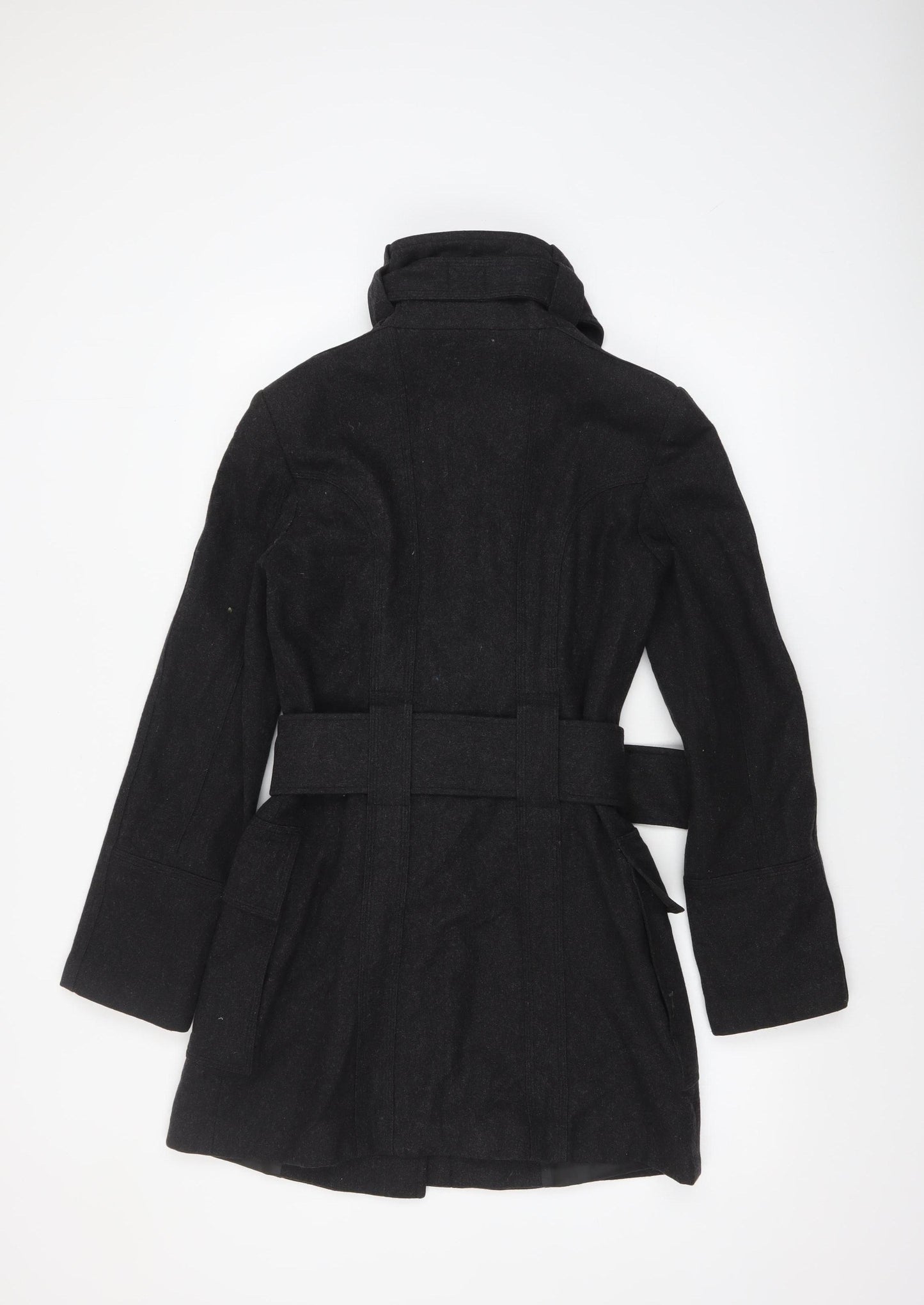 Zara Basic Women's Black Wool Trench Coat Belted Mid-Length S