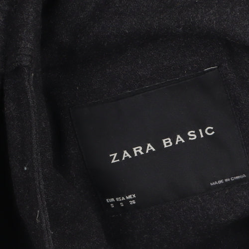 Zara Basic Women's Black Wool Trench Coat Belted Mid-Length S