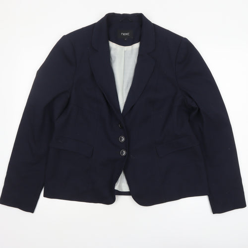 Next Women's Blue Size 18 Classic Lined Tailored 3 Button Blazer Jacket