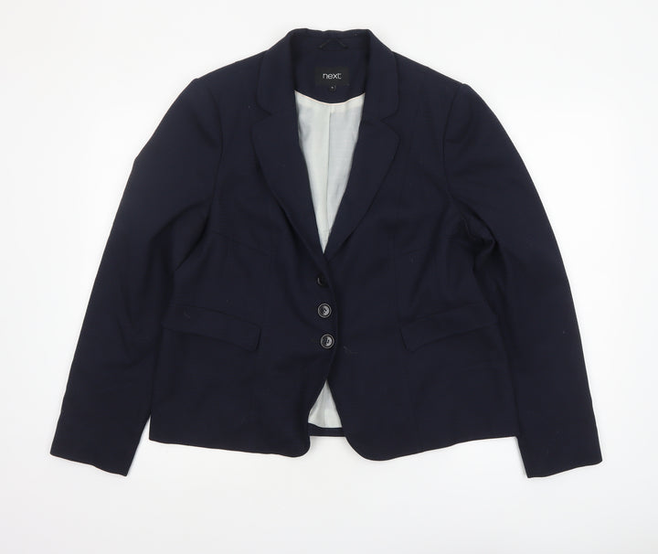 Next Women's Blue Size 18 Classic Lined Tailored 3 Button Blazer Jacket