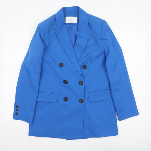 Stradivarius Women's Blue Double-Breasted Blazer Size 8