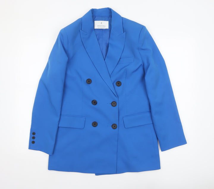 Stradivarius Women's Blue Double-Breasted Blazer Size 8