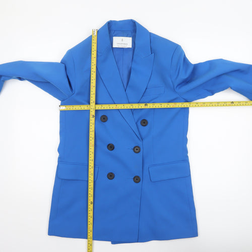 Stradivarius Women's Blue Double-Breasted Blazer Size 8