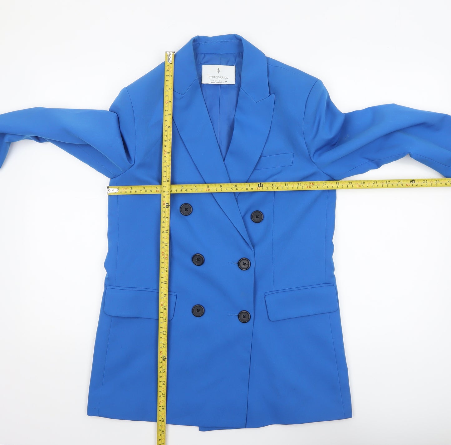 Stradivarius Women's Blue Double-Breasted Blazer Size 8