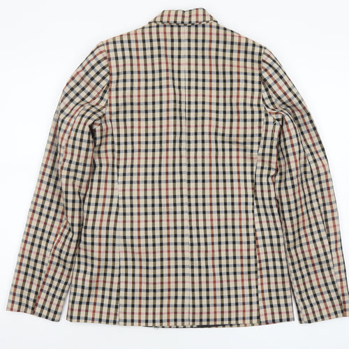 Stradivarius Women Beige Check Double-Breasted Blazer Size S