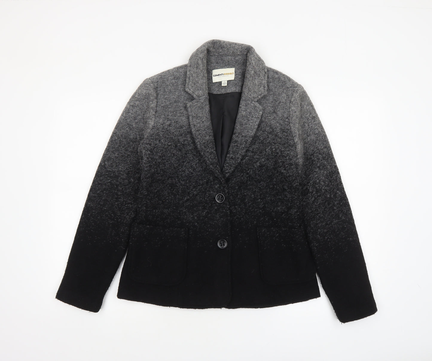 Clements Ribeiro Portobello Womens Grey Black Wool Blend Single-Breasted Blazer UK10