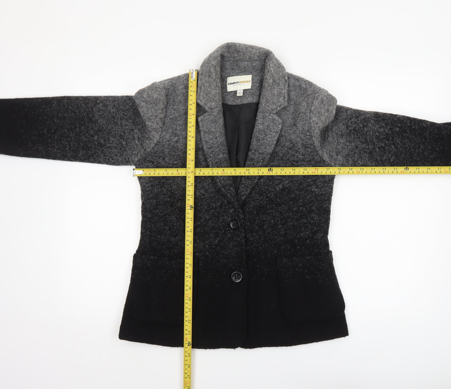 Clements Ribeiro Portobello Womens Grey Black Wool Blend Single-Breasted Blazer UK10