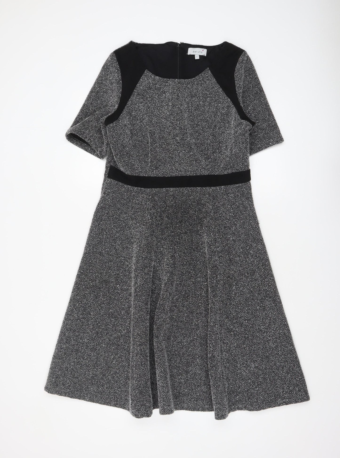 Marks and Spencer Per Una Grey Fit & Flare Tweed Dress Women’s Size 14