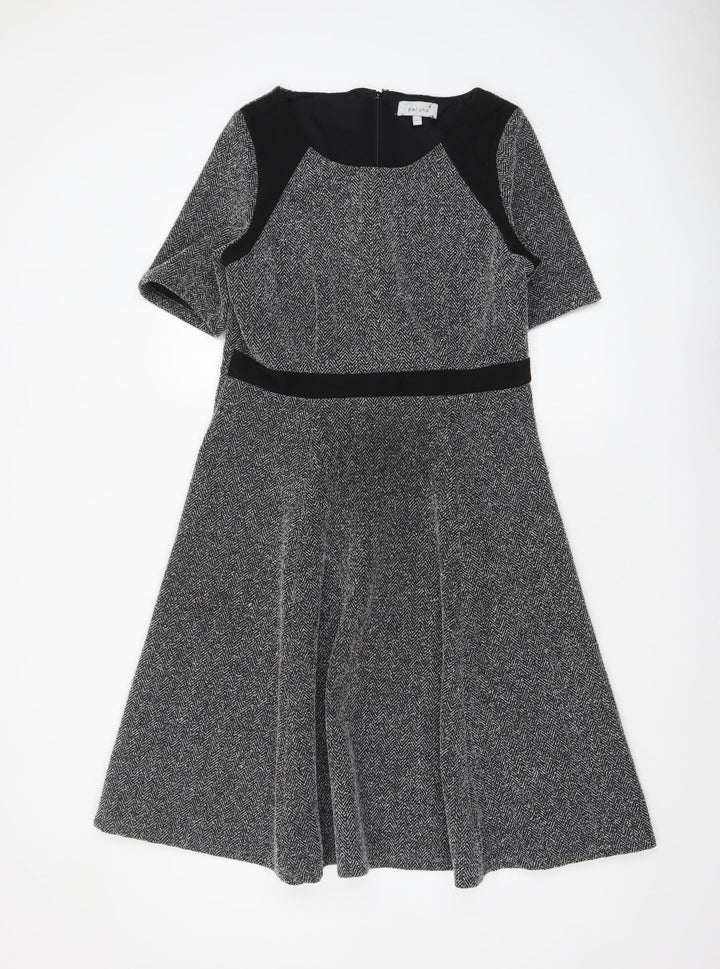 Marks and Spencer Per Una Grey Fit & Flare Tweed Dress Women’s Size 14