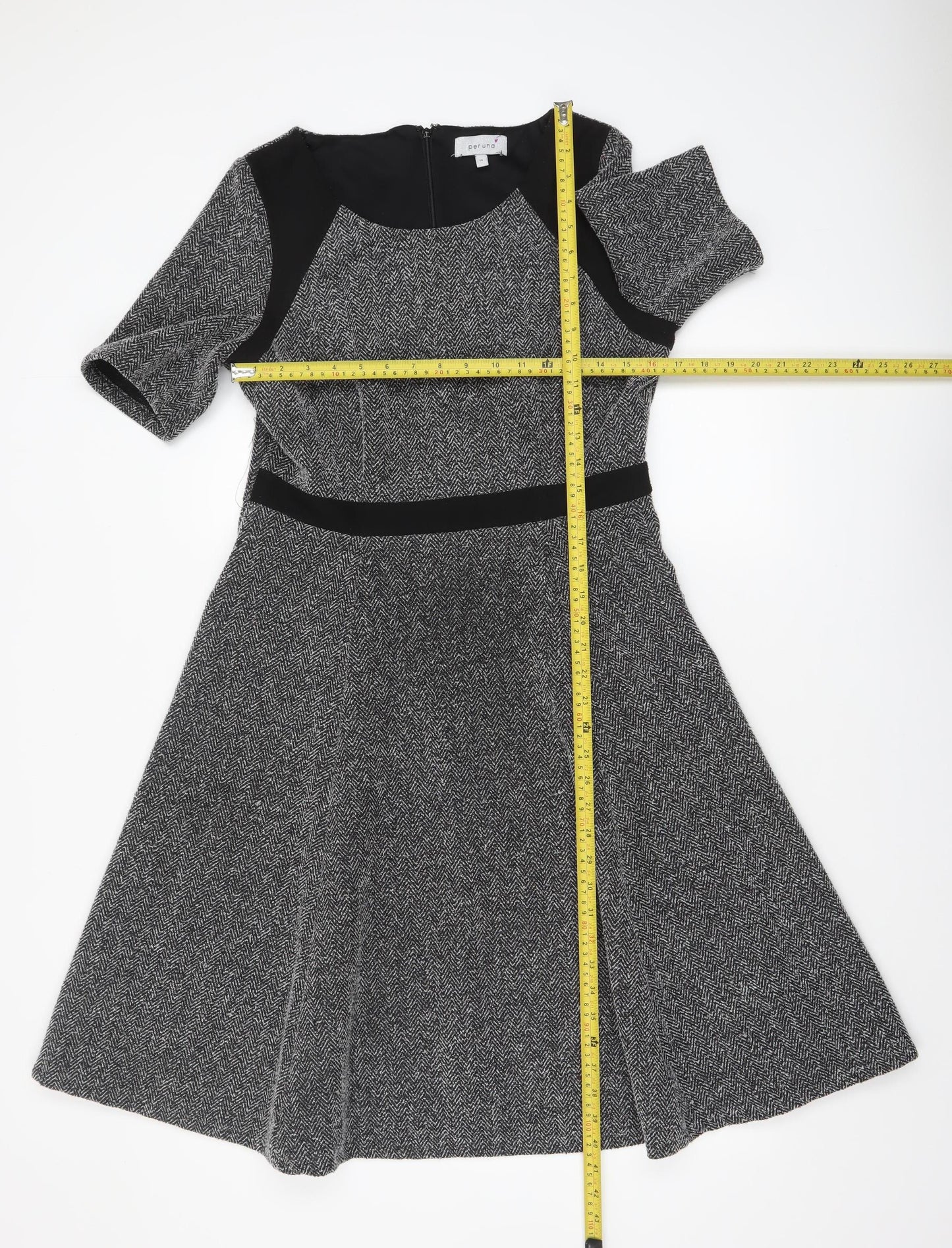 Marks and Spencer Per Una Grey Fit & Flare Tweed Dress Women’s Size 14
