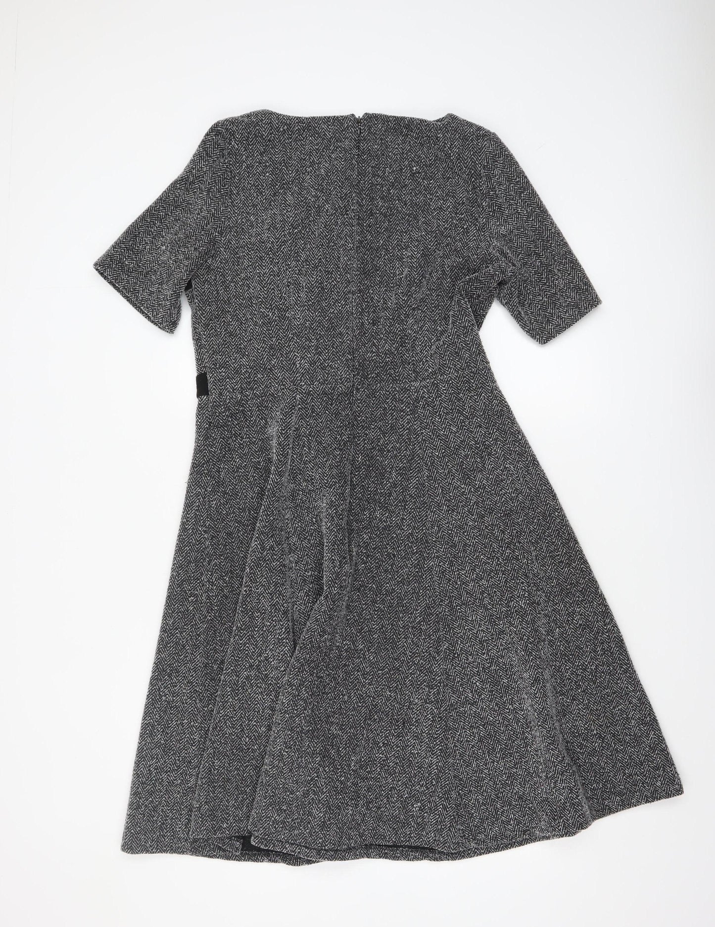 Marks and Spencer Per Una Grey Fit & Flare Tweed Dress Women’s Size 14