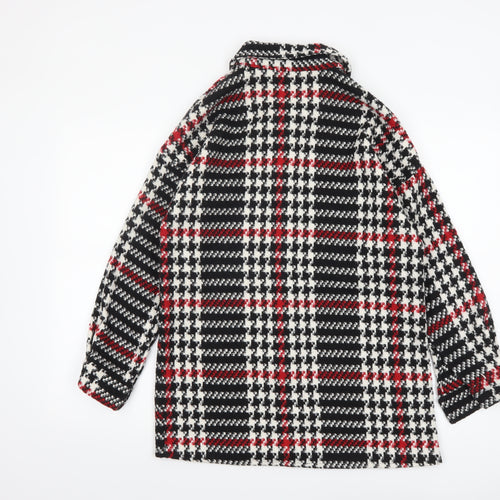 White Icy Women's Black Red Check Tweed Shacket Size S