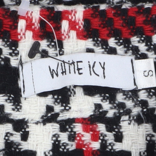 White Icy Women's Black Red Check Tweed Shacket Size S