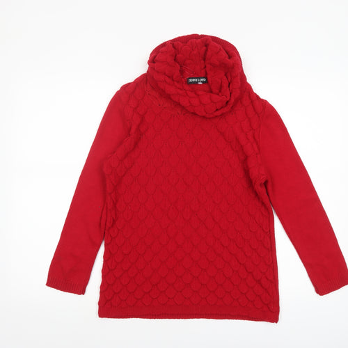 Jenny Loyd Women's Red Cowl Neck Chunky Knit Jumper Size S