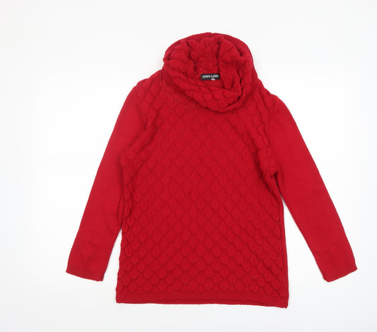 Jenny Loyd Women's Red Cowl Neck Chunky Knit Jumper Size S