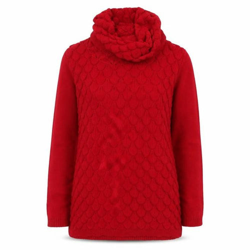 Jenny Loyd Women's Red Cowl Neck Chunky Knit Jumper Size S