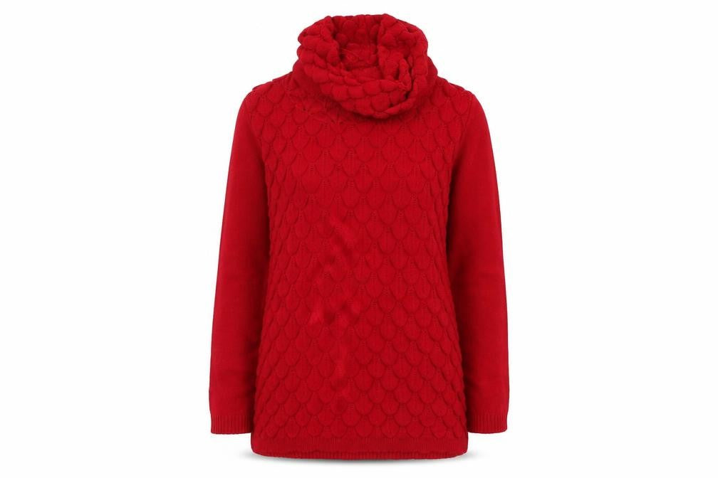 Jenny Loyd Women's Red Cowl Neck Chunky Knit Jumper Size S