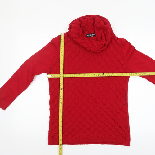 Jenny Loyd Women's Red Cowl Neck Chunky Knit Jumper Size S