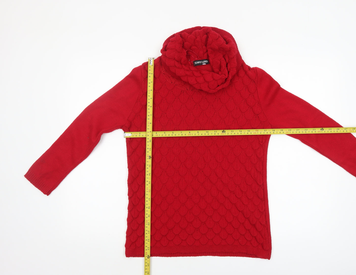 Jenny Loyd Women's Red Cowl Neck Chunky Knit Jumper Size S