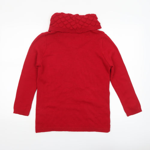 Jenny Loyd Women's Red Cowl Neck Chunky Knit Jumper Size S