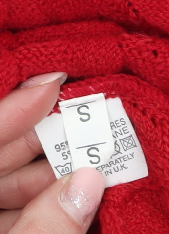 Jenny Loyd Women's Red Cowl Neck Chunky Knit Jumper Size S