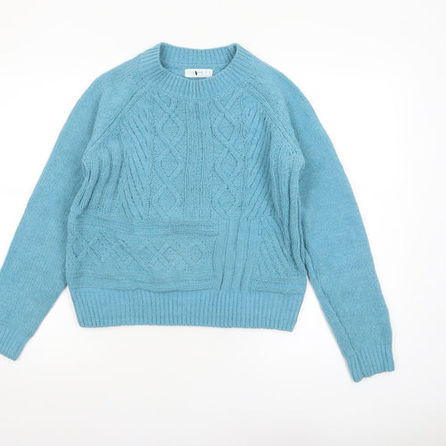 Primark Womens Blue Cable-Knit Pullover Jumper Size S