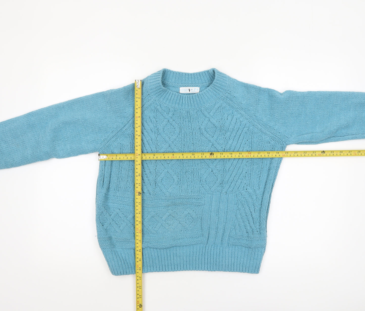 Primark Womens Blue Cable-Knit Pullover Jumper Size S