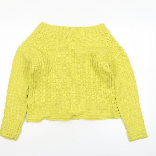 Next Womens Yellow Cable-Knit Crew Neck Acrylic Jumper XS