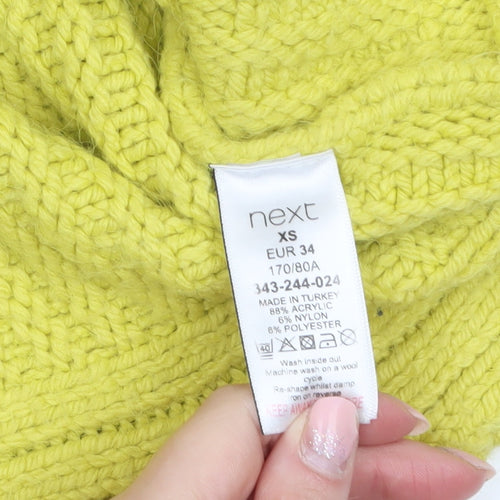 Next Womens Yellow Cable-Knit Crew Neck Acrylic Jumper XS