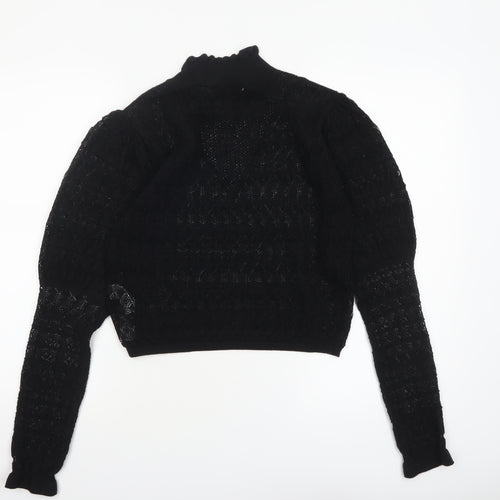 Zara Women’s Black High Neck Puff Sleeve Knit Jumper Size 12