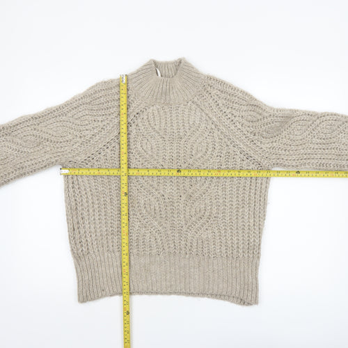 ONLY Womens Beige Chunky Cable-Knit High Neck Jumper XS