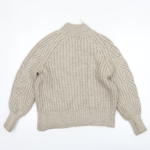 ONLY Womens Beige Chunky Cable-Knit High Neck Jumper XS