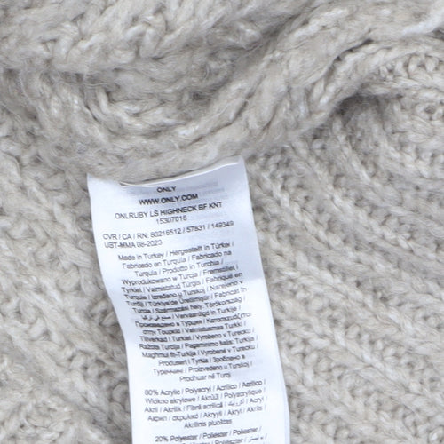 ONLY Womens Beige Chunky Cable-Knit High Neck Jumper XS