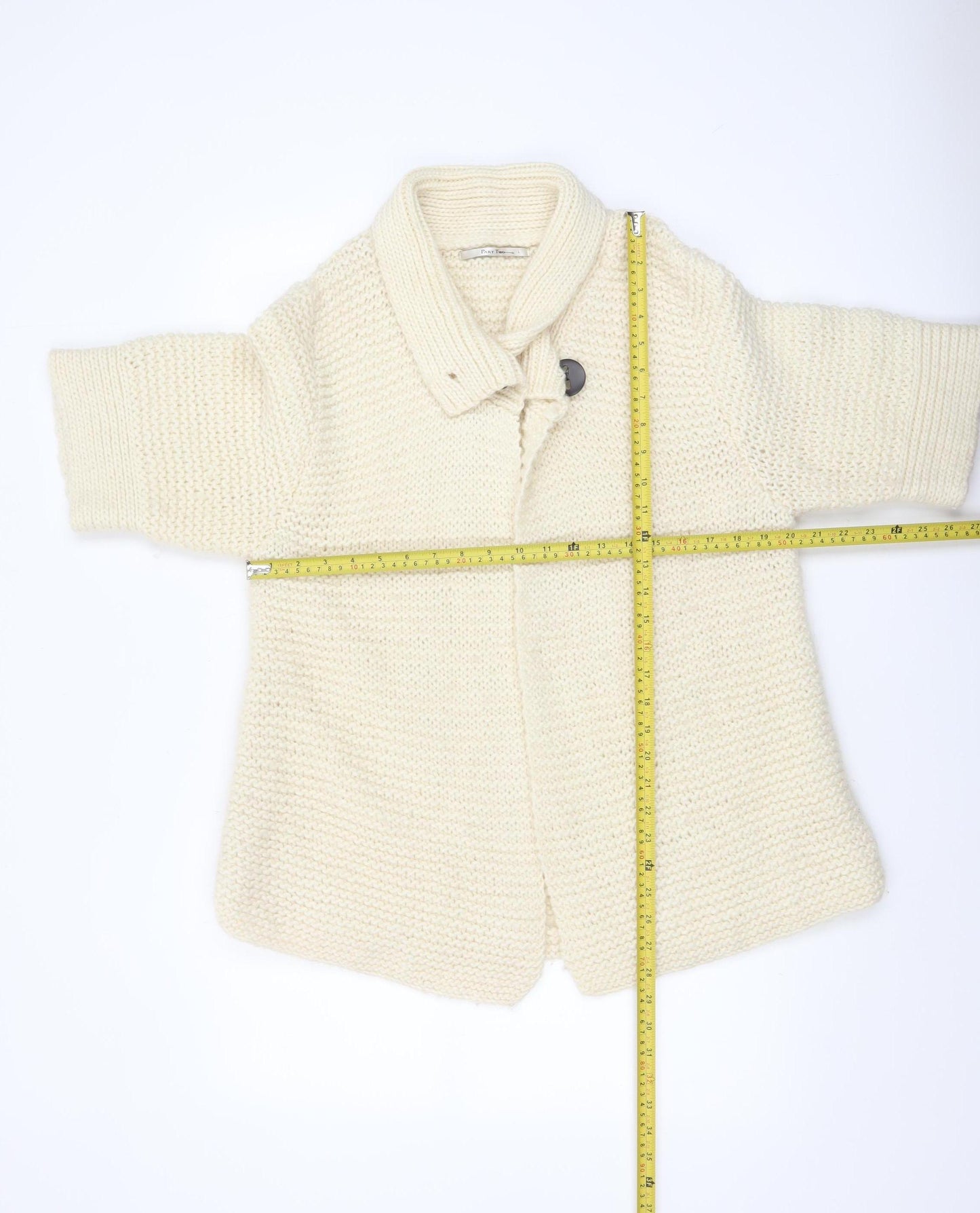 Part Two Women's Ivory Wool Chunky-Knit Cardigan L