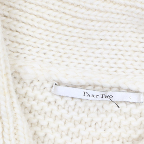 Part Two Women's Ivory Wool Chunky-Knit Cardigan L