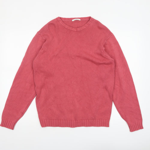 Marks and Spencer Women’s Pink Crew Neck Cotton Jumper Small