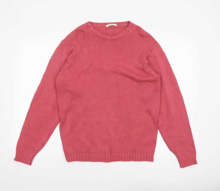 Marks and Spencer Women’s Pink Crew Neck Cotton Jumper Small