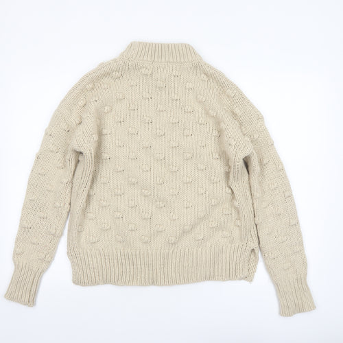 Papaya Women’s Beige Chunky-Knit Mock Neck Jumper Size 16
