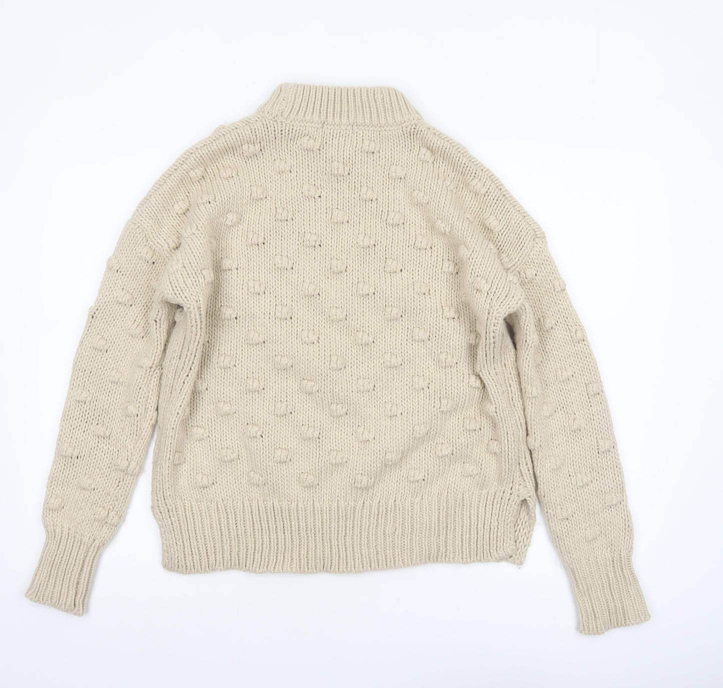 Papaya Women’s Beige Chunky-Knit Mock Neck Jumper Size 16