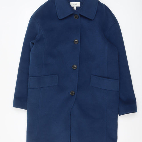 Marks and Spencer Women’s Blue Wool-Look Mid-Length Coat Size 8