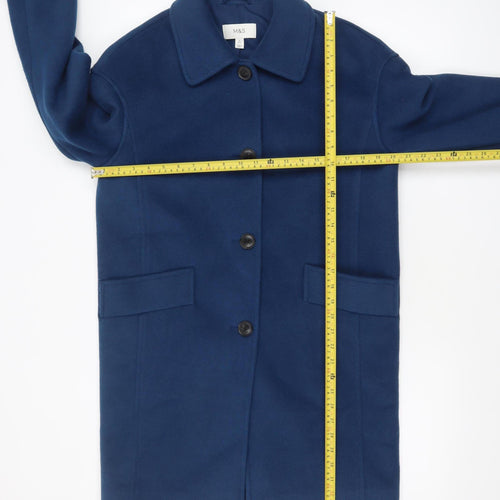 Marks and Spencer Women’s Blue Wool-Look Mid-Length Coat Size 8