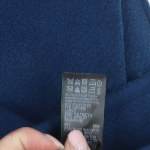 Marks and Spencer Women’s Blue Wool-Look Mid-Length Coat Size 8