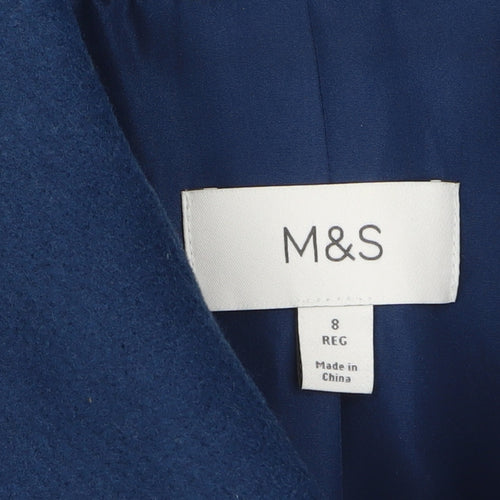 Marks and Spencer Women’s Blue Wool-Look Mid-Length Coat Size 8