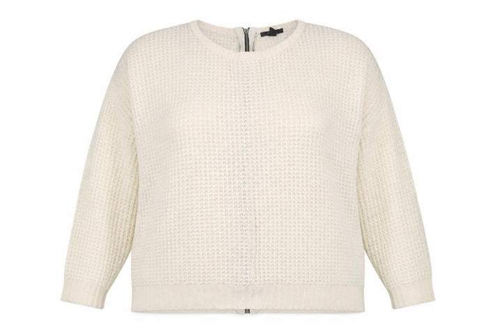 Forever 21 Women Ivory Full Zip Knit Jumper Size L
