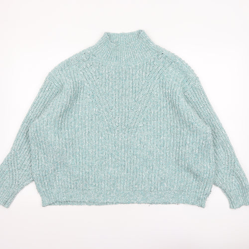 Marks and Spencer Women’s Green Chunky Knit High Neck Pullover Jumper XL