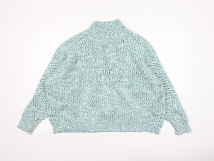 Marks and Spencer Women’s Green Chunky Knit High Neck Pullover Jumper XL
