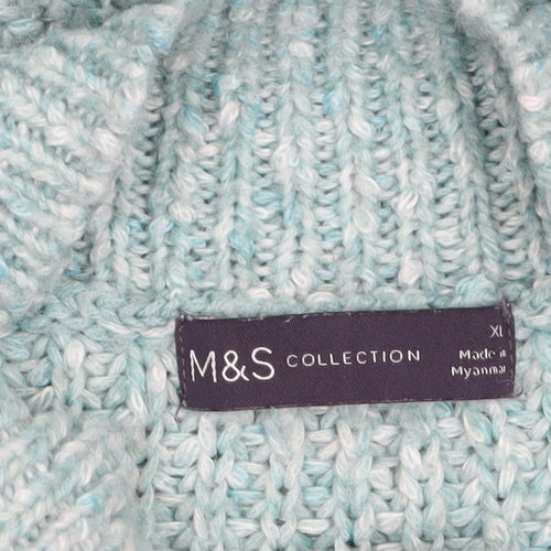 Marks and Spencer Women’s Green Chunky Knit High Neck Pullover Jumper XL