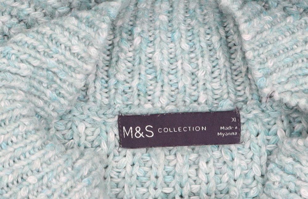 Marks and Spencer Women’s Green Chunky Knit High Neck Pullover Jumper XL